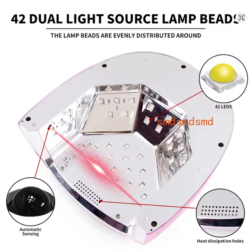 Rechargeable 96W Nail Lamp with Mirror Reflective Base Gel Polish Dryer Manicure Machine UV Light for Nails Nail UV LED Lamp