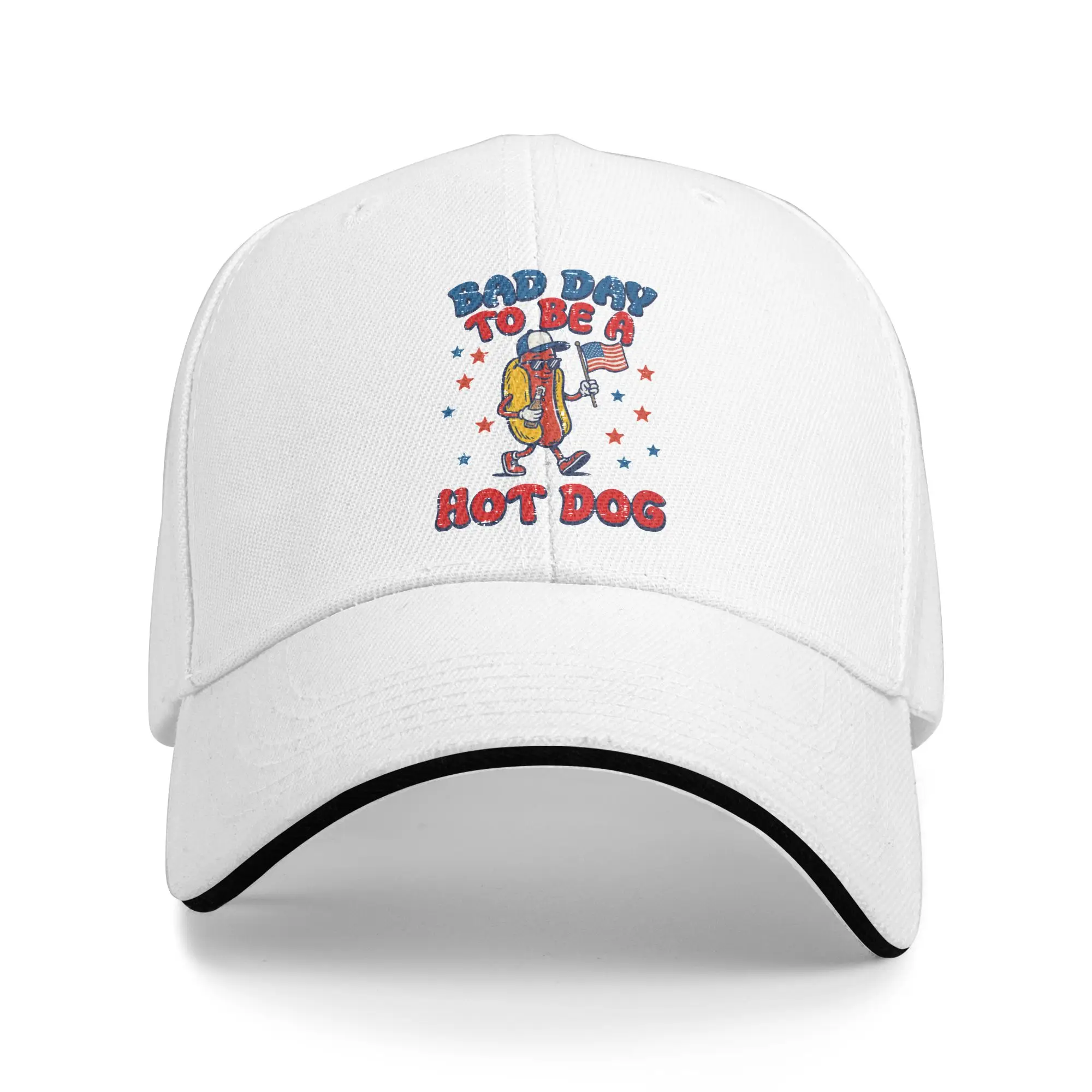 Bad Day to Be Hot dog US Flag Funny 4th of July Baseball Cap Men Custom Trucker Hat Summer Classic Tennis Skate Baseball Caps