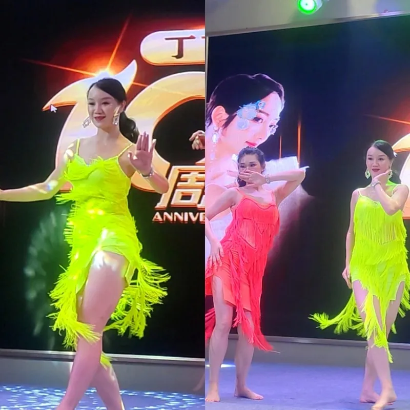 Robe de danse du ventre Swegal personnalisée, robe d'entraînement, jupe à franges latine inspirante, vêtements d'équipe dynamique, Costumes de danse orientale