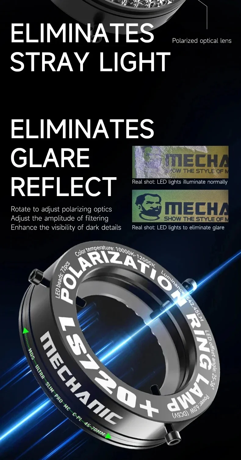 Lâmpada de fonte de luz de anel de microscópio mecânico ls720 +/se/ls360 elimina reflexão, para reparo de soldagem de microscópio estéreo