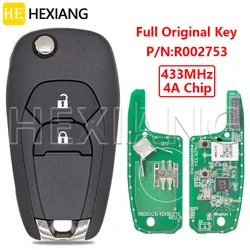 HE Original P/N:R002753 4A Chip 433MHz Flip Car Remote Key Fob For Chevrolet Cruze 2015  Onix Trax Spark Sonic 2021