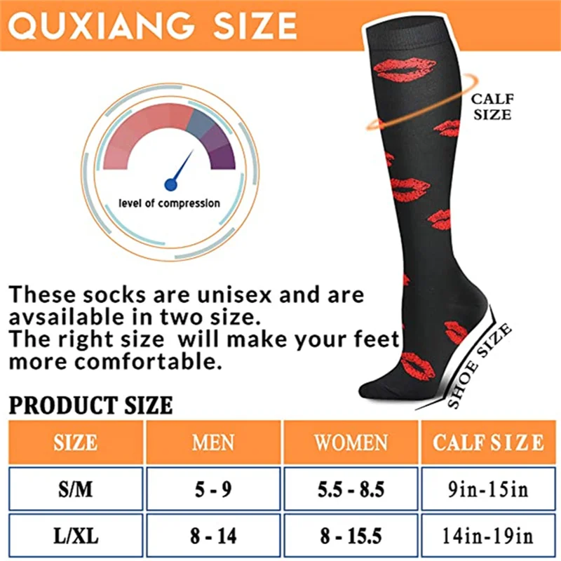 6 PAIRS Compression Flowers Animal Fruit Socks for Men Women Running Nurse Socks Nurses Sport Ladies Lady Womens Running