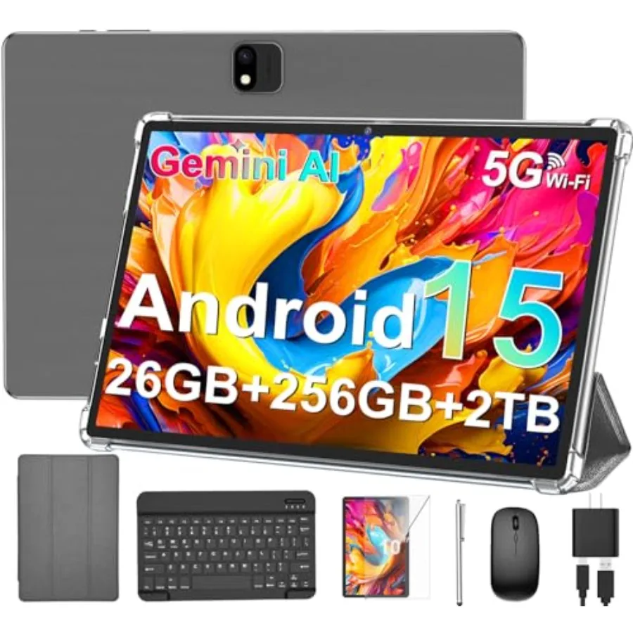 2-in-1 Android tablet for productivity aluminum alloy silver 10-inch display with 26GB RAM + 256GB storage + 2TB expandable And