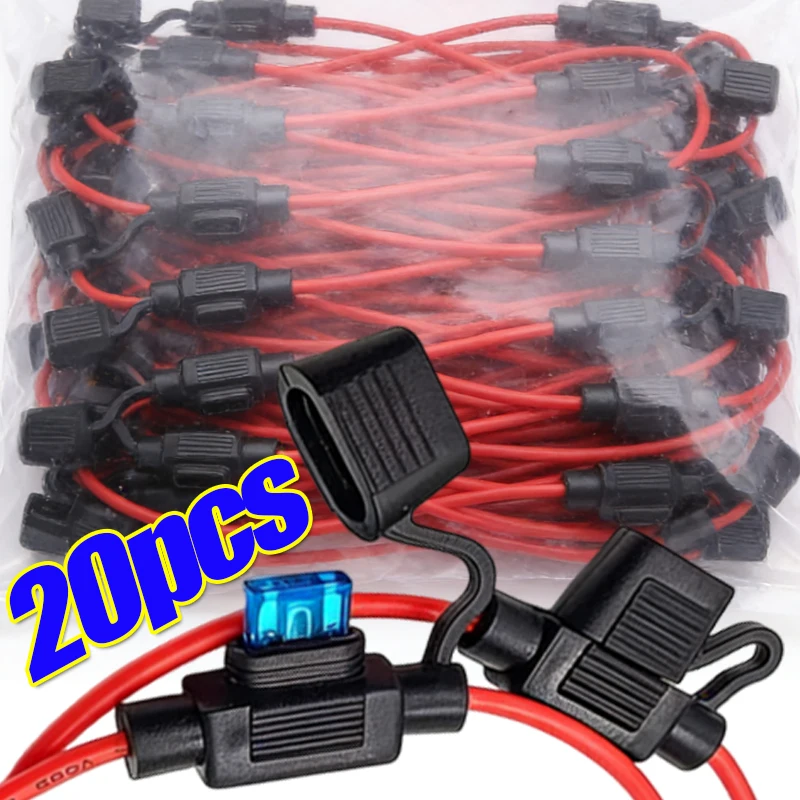 Soquete de Fusível Automotivo 12V 30A com Fusíveis, Interruptor de Corte de Fio, Suporte de Mini Fusível Automotivo, Caixa à Prova de Respingos