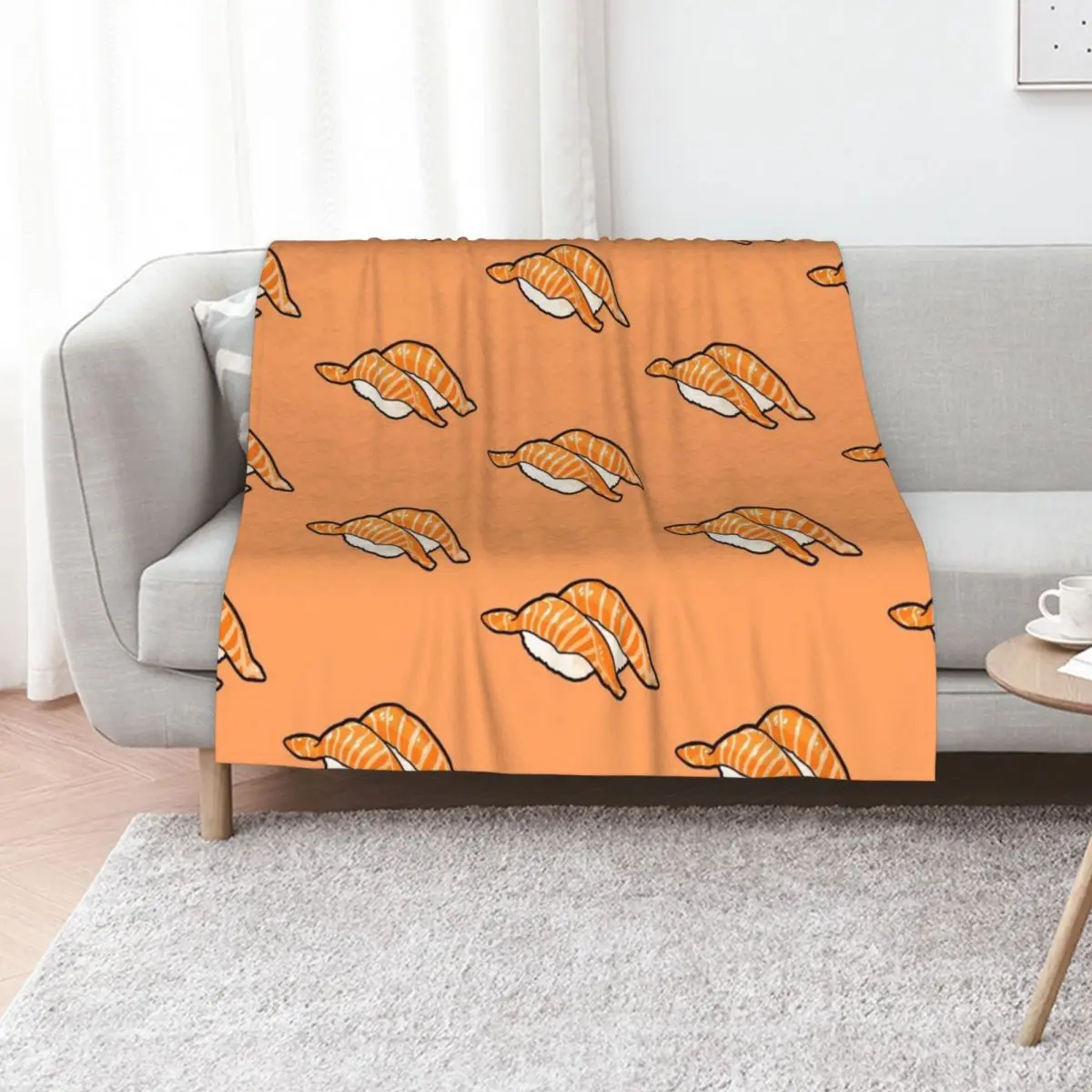 

Pattern of salmon sushi Japanese food Throw Blanket Blankets For Sofas Heavy Thermal Fashion Sofas Blankets