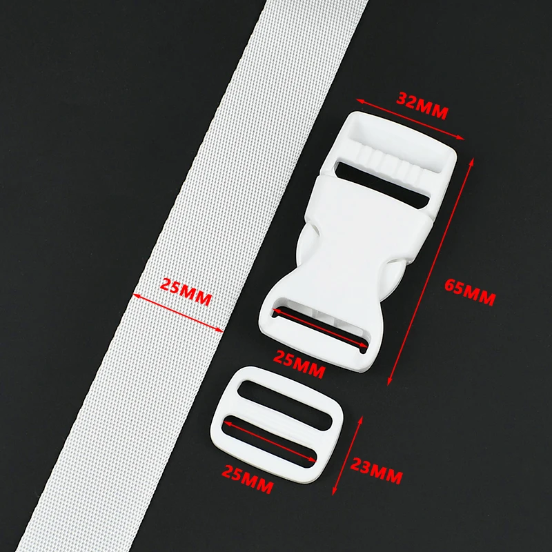 

2-10Sets 20/25mm Nylon Webbing Strap Dog Collar Release Buckles Tri-Glide Adjust Slider Clasp Bag Repair Fastener Belt Buckle