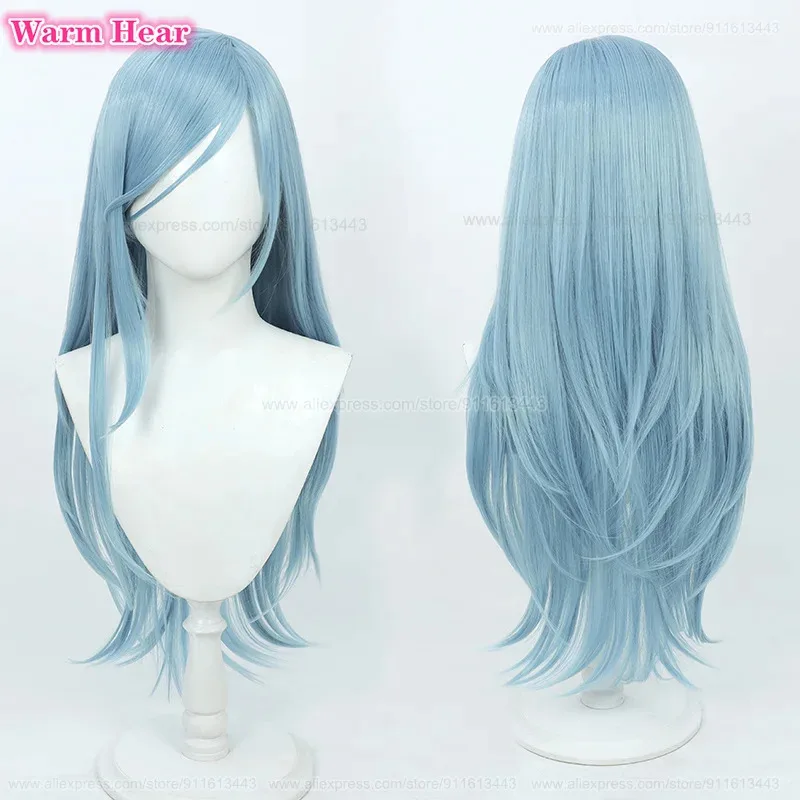 

In Stock Hinomori Shizuku Synthetic Wig Anime Long 80cm Sea Blue Cosplay Anime Wig Heat Resistant Hair Party Woman Wigs +Wig Cap