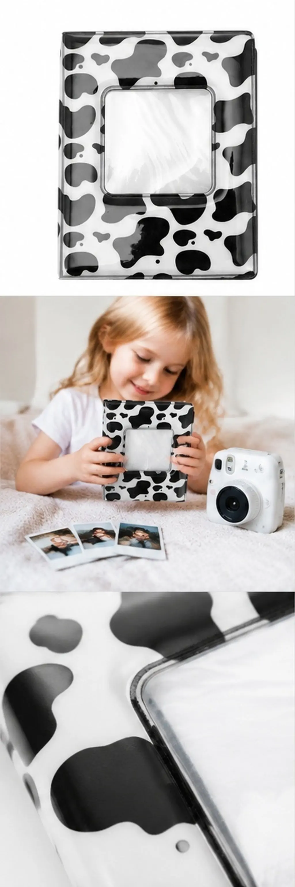 1Pcs Mini Photo Album with Cow Pattern for Instant Film Photos Wedding Engagement Shower Gift Premium Photo Storage Book
