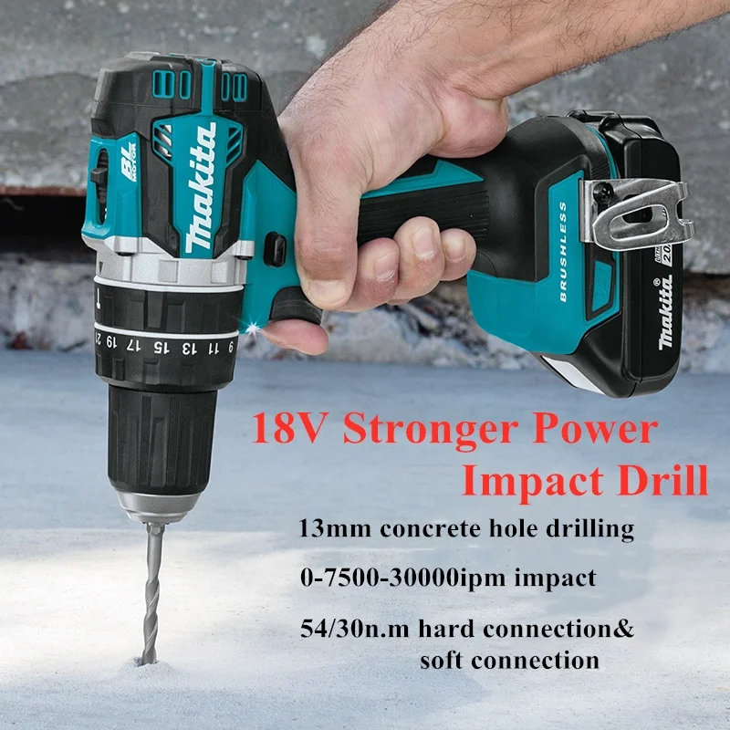 Original Makita Brushless Stronger Power Drill Machine DDF484 Industrial Grade 18V Lithium Hand Drill Driver Screwdriver