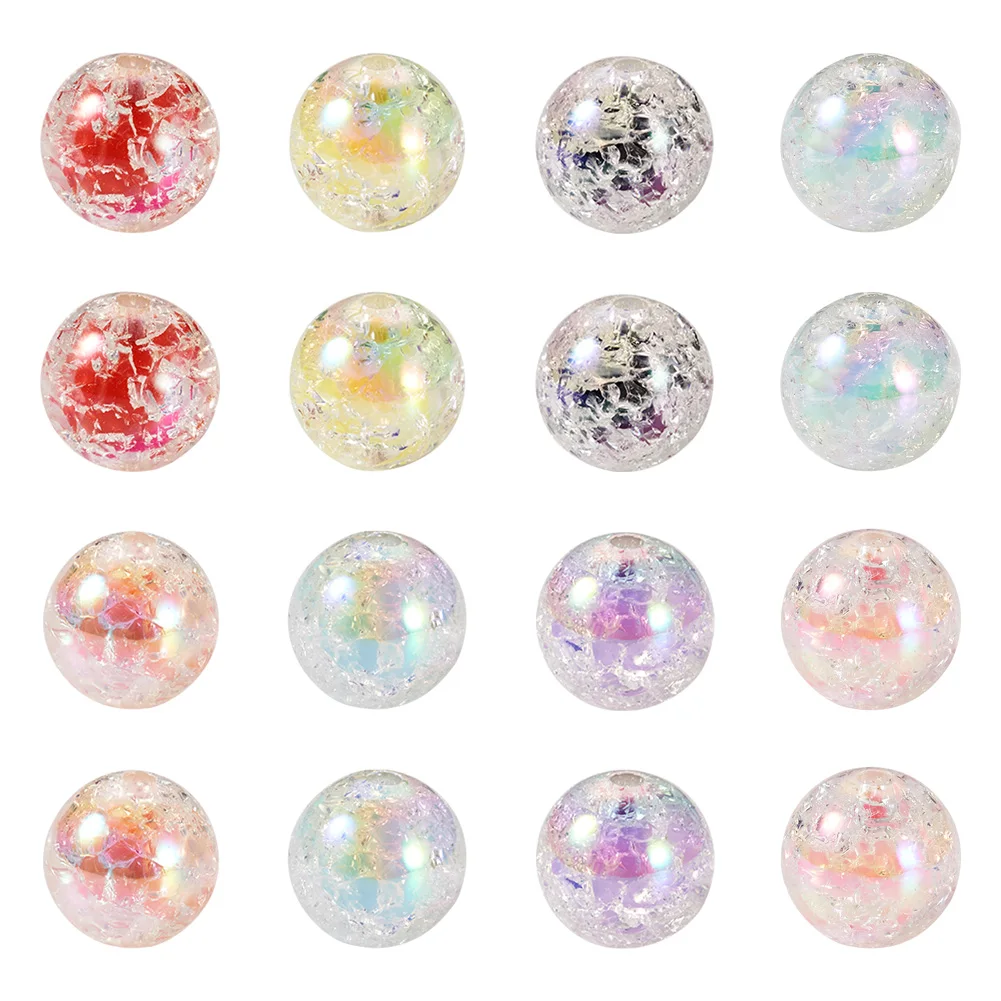 

40pcs 16mm Crackle Acrylic Beads Iridescent Round Large Spacer Bead for Bracelet Keychain Beadable Pen DIY Jewelry Craft Making