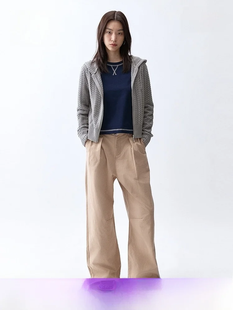 

H&M Women's Knitted Cardigan Spring 2026 New Hat Me Knitted Open Cardigan Hooded Jaet Casual Sle Regular Fit Cotton Acr...