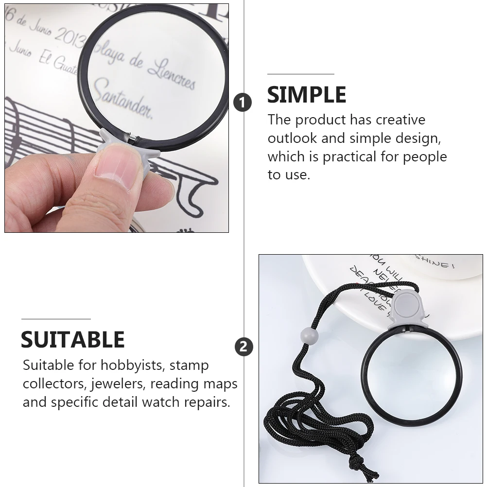 

2Pcs Creative Necklace Magnifiers Portable Reading Aid for Seniors Hobbyists Compact Visual Tool As Shown Necklace Magnifier
