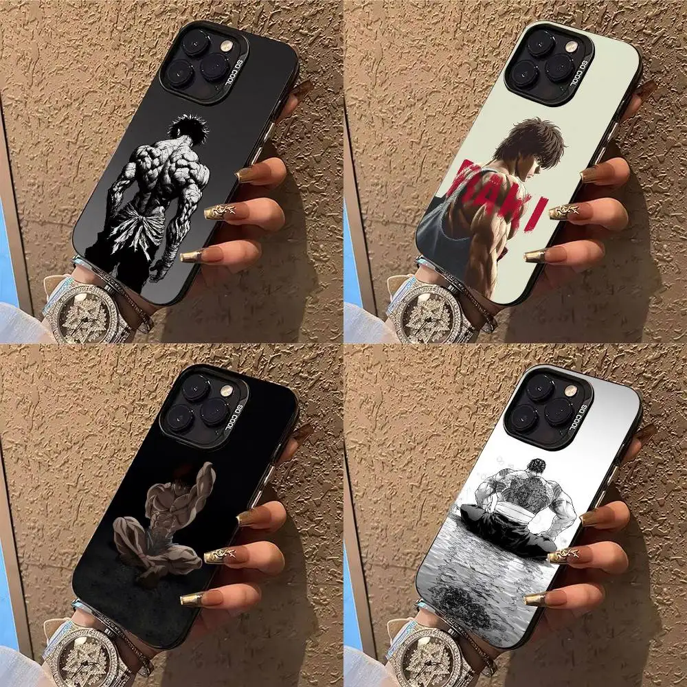 

Comic H-Hanma Baki Phone Case For iPhone 17,16,15,14,13,12,X,8,Pro,Max,Plus,E,SE4,Air,Mini IMD Matte Black