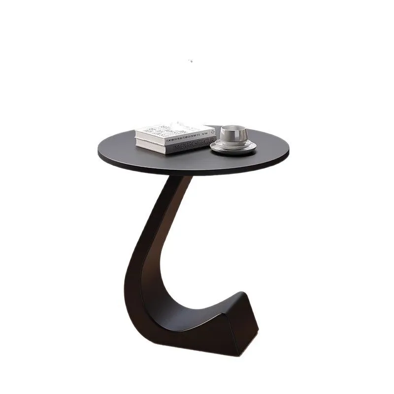 

Light luxury modern simple home living room sofa small side few rock slab coffee table high-end bedside round table creative