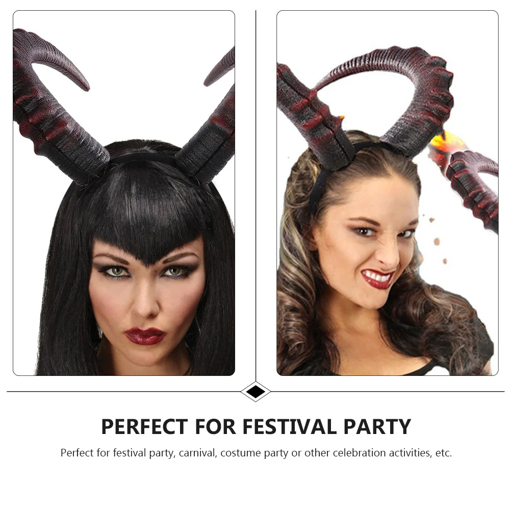 

Amosfun 1pc Devil Horn Headband Ram Goat Ears Halloween Gothic Demon Costume Accessory for Cosplay Party Unique PU Fashion