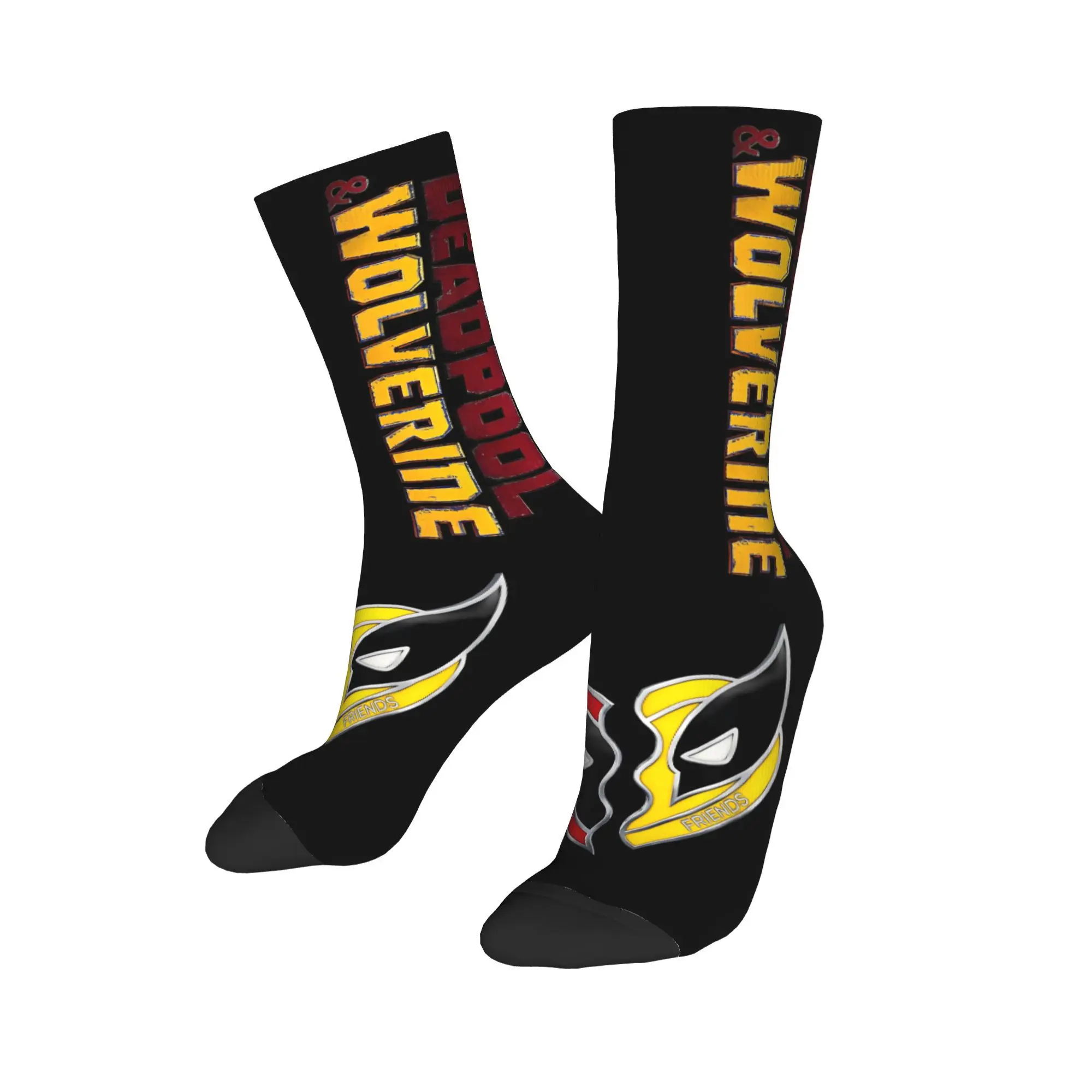 Deadpool & Wolverine Winter Warm Stockings Hip-hop Unisex Socks Best Friends Heart Charm Non-slip Basketball Socks