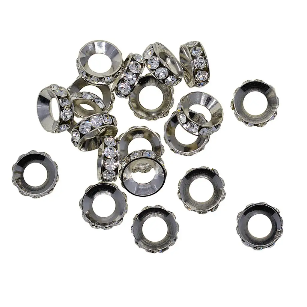 Large Silver Spacer Beads 15mm Copper Beads for Jewelry Making Big Hole Supplies for DIY Bracelets