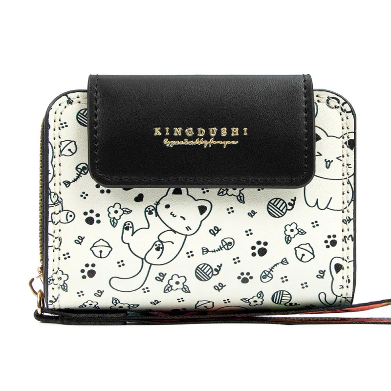 المرأة الجديدة حامل بطاقة الأكورديون اليابانية لطيف مطبوعة هريرة متعددة فتحة للبطاقات عملة المحفظة المنظم #5