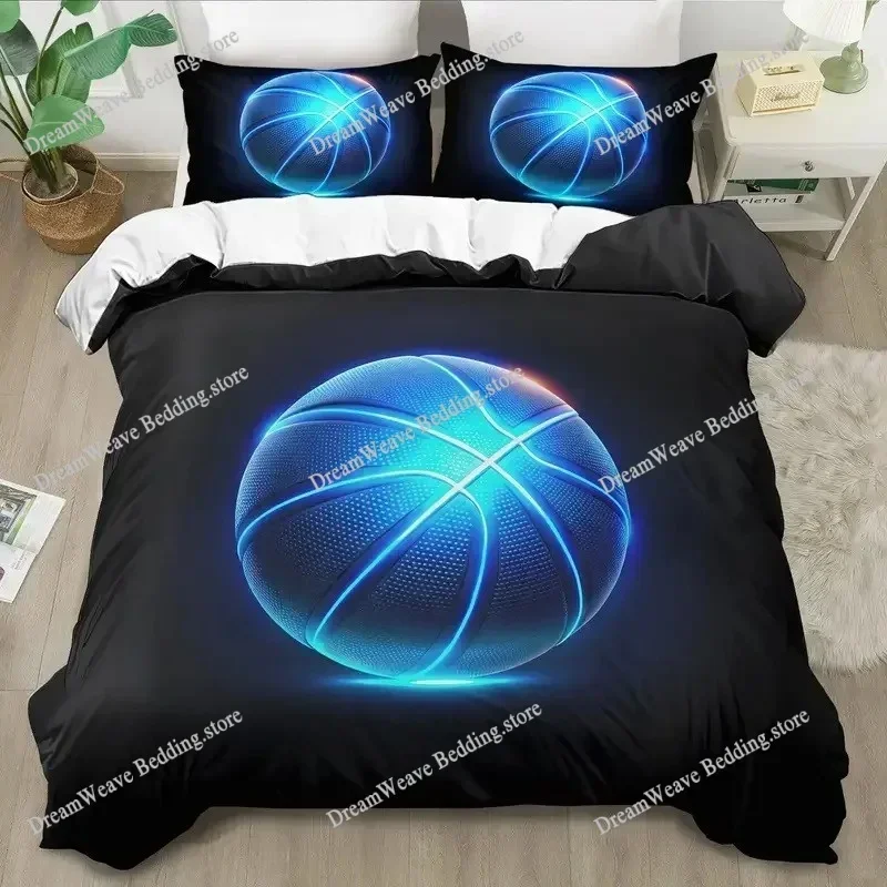 Bedding Decor Basketball Duvet Cover Set King Queen Ball Sport Theme Bedding Set Boys Teens Basketball Fan Room Polyester Quilt