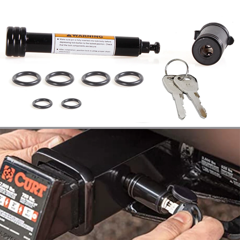 Tow Hitch Lock Fits 2 Inch Receiver Trailer Hitch Locking Pin 5/8 Inch Pin Anti-Rattle O-Rings for Trailer Truck Car Boat