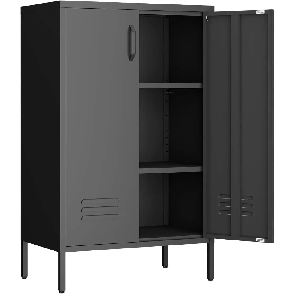 خزانة تخزين معدنية، خزانة معدنية مع أرفف قابلة للتعديل، خزائن خزانة ببابين مع أبواب، خزائن عصرية للمعيشة