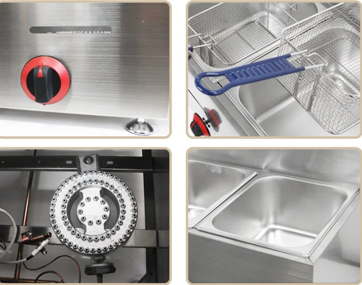 Tabletop 2 tank 2 Basket Chicken Food Chips Fryer Machine Gas Small Gas Fryer Gas Fryer Commercial Double tank