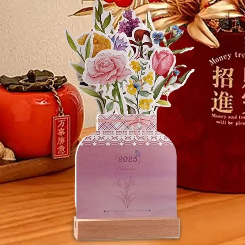 ปฏิทินแผ่นรองโต๊ะ 2025 ปฏิทินตั้งโต๊ะตกแต่งพร้อมฐานไม้ปฏิทินตกแต่งเดสก์ท็อปรายเดือนขนาดกะทัดรัดสําหรับบ้าน