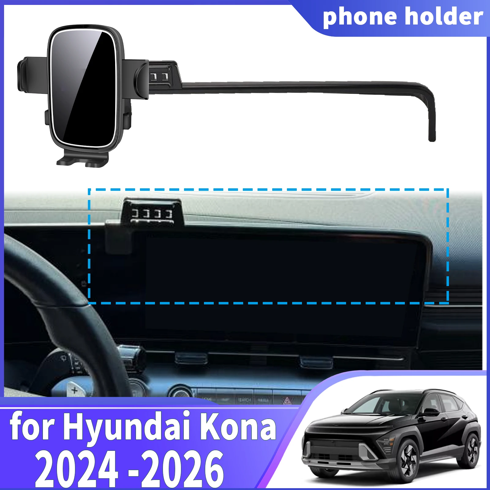 

for Hyundai Kona 2024 2025 2026 Navigation Phone Holder Mount Customized Car accessoires