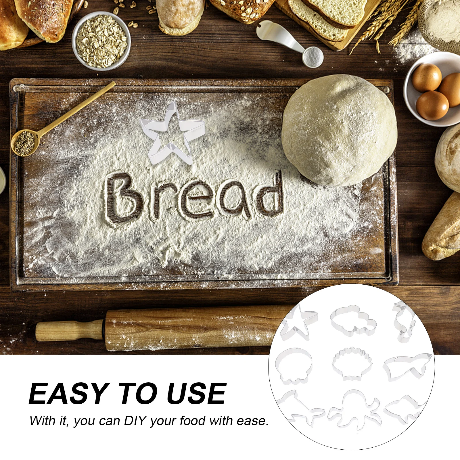 

9pcs Ocean Ocean Theme Cookie Molds Molds Stainless Steel Supplies For Sugar Paste Clay Craft Baking Mold Baking Tool Set