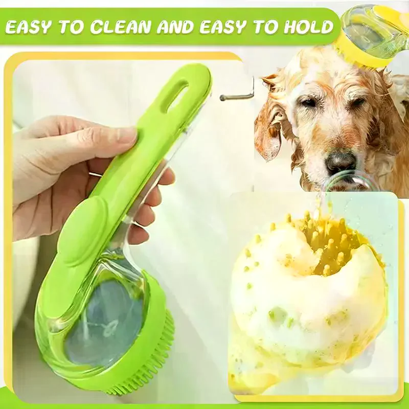 Pet Cat Bath Brush Pet Long Handled Bath Massage Brush For Grooming And Cleaning Fur And Hair