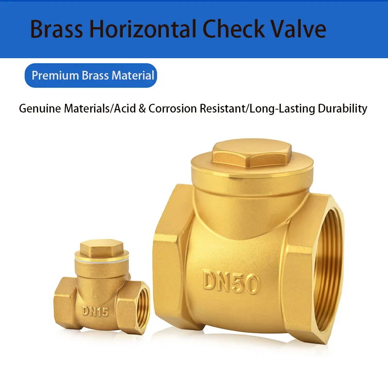 Premium Forged Brass Horizontal Check Valve, DN15 DN20 DN25 BSP Heavy Duty Threaded Non Return Valve for Plumbing