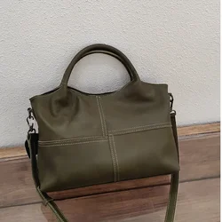 Borsa Casual da donna di grande capacità in pelle di mucca naturale borsa a tracolla morbida in vera pelle da donna borsa a tracolla di alta qualità