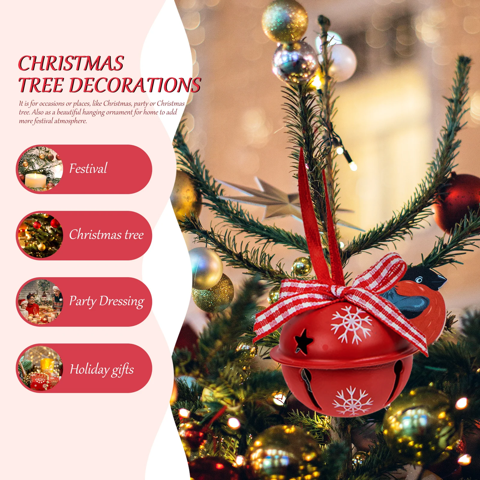 

12 Pcs Christmas Tree Ornament Bell Bells Decoration Props Decorative Xmas Pendant for