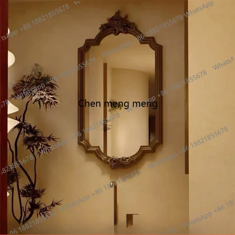 A139French retro bathroom smart bathroom mirror hand washing countertop makeup mirror wall-mounted engraving process