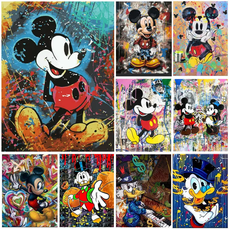 Disney Cartoon Scrawl Mickey Mouse Diamond Painting Mosaic Embroidery Handmade Children's Kids Room Decor Birthday Gifts