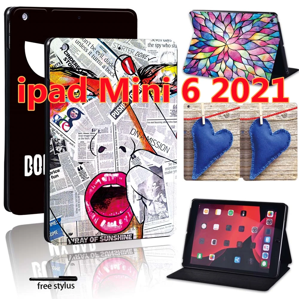 

Leather Case for IPad Mini 6 8.3" UltraThin Tablet Case for Apple Mini 6 A2567 A2568 A2569 Case Oldimage Print Protective Cover