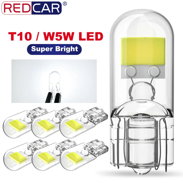 2/6x w5w t10 lâmpadas led canbus w5w safira cob drive-free led cunha lâmpada 6000k 168 194 led 5w5 interior do carro cúpula lâmpada de leitura