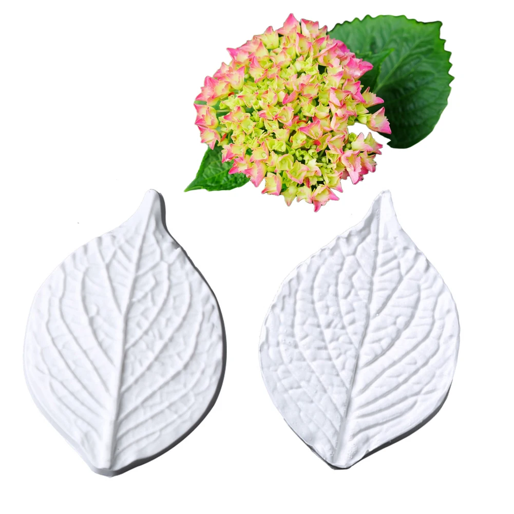 2pcs Hydrangea Leaf Silicone Molds 3D Fondant Flower Cook Wedding Decoration Baking Sugar Craft Moulds Clay Petal DIY Cake M2976