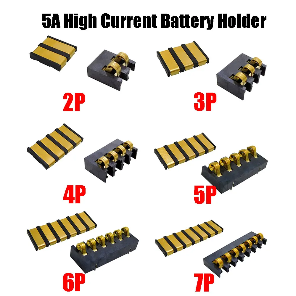 1Set Battery Holder 5A High Current  2/3/4/5/6/7/8P Shrapnel Type Battery Connector Male and Female Battery Contact Plate