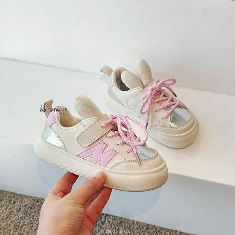 Kids Spring Cartoon Sneakers Girls Casual Shoes Pink Outdoor Breathable Running Shoes Soft-soled Children Shoes