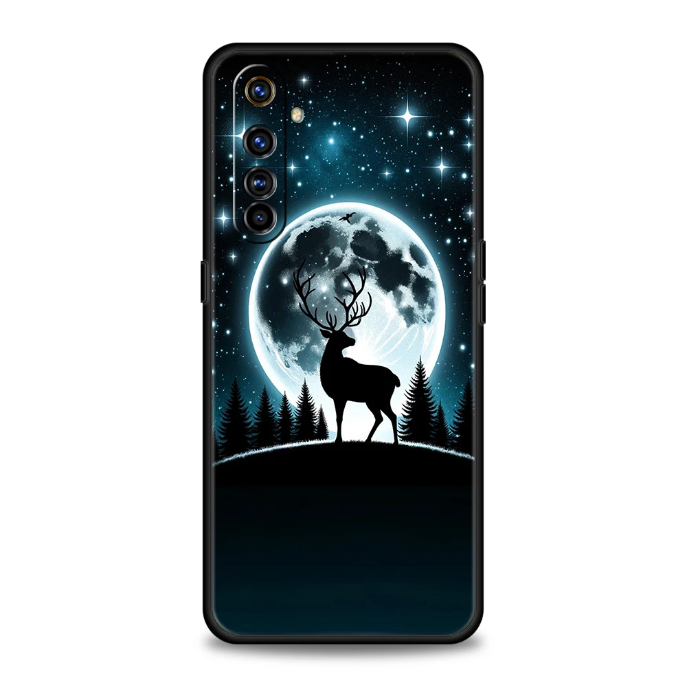 Realme 13 12 11 10 Pro Plus GT2 GT3 GT5 C67 C63 C55 C21 C25 C35 Pro 5G用ソフトTPU耐衝撃スマホケース、漫画風動物鹿柄