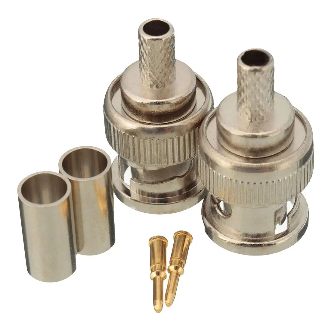 10 Sets BNC Plug High Quality 3PCS Male Crimp Connectors Metal Sturdy RG58 50 Ohm Connector Practical Universal