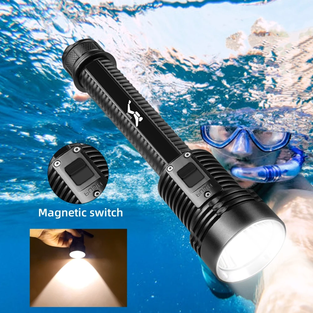 D313 T40 LED Diving Professional Flashlight 1500LM 3 Modes IPX8 Waterproof Underwater Light 50M Torch Dive Lantern Lamp