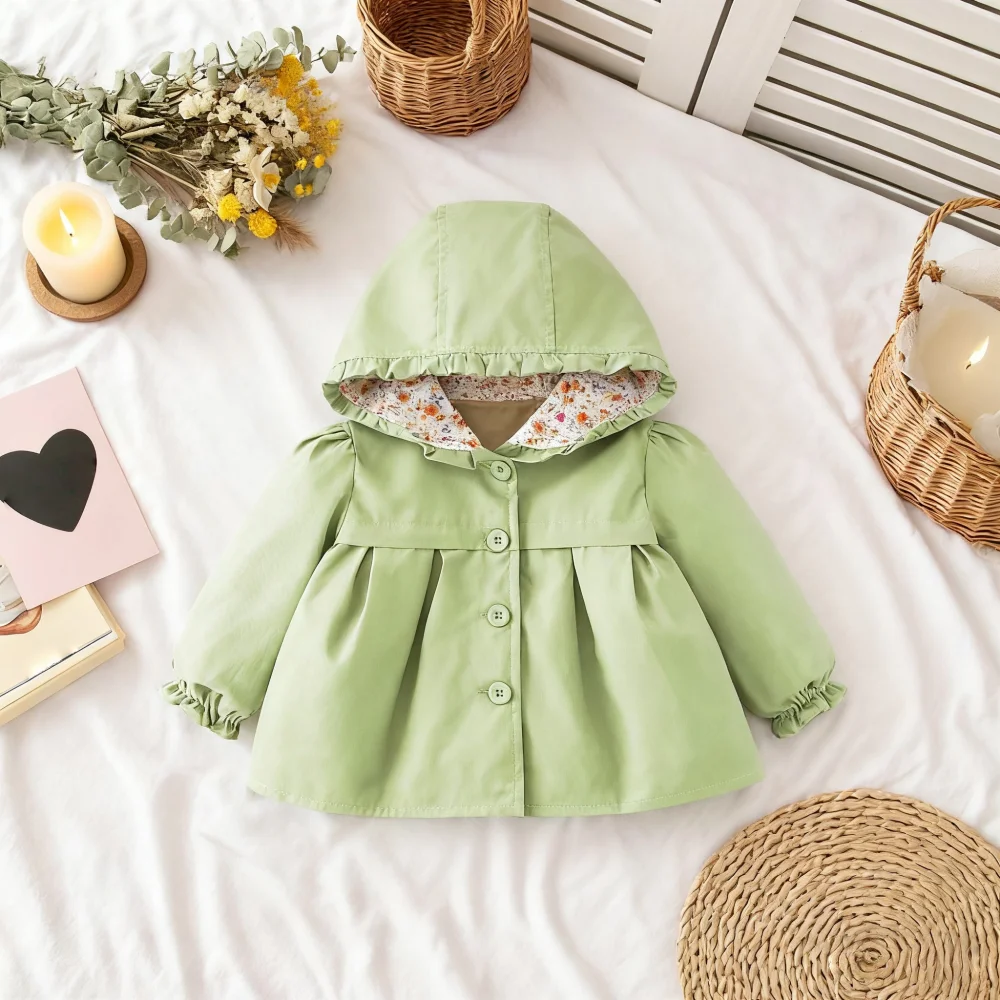 Children's Clothes Spring And Autumn Solid Color Cotton Hooded Children's Jacket Casual Girls' Windbreaker Coat Baby Girl Clothe