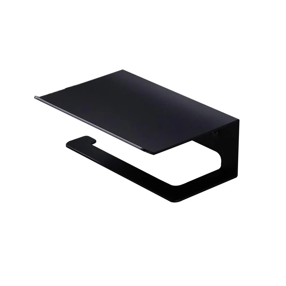 

Tissue Holder Mobile Phone Storage Rack Black Nail Free Paper Roll Shelf Bathroom Accessories Space Aluminum Smooth Edge Regular