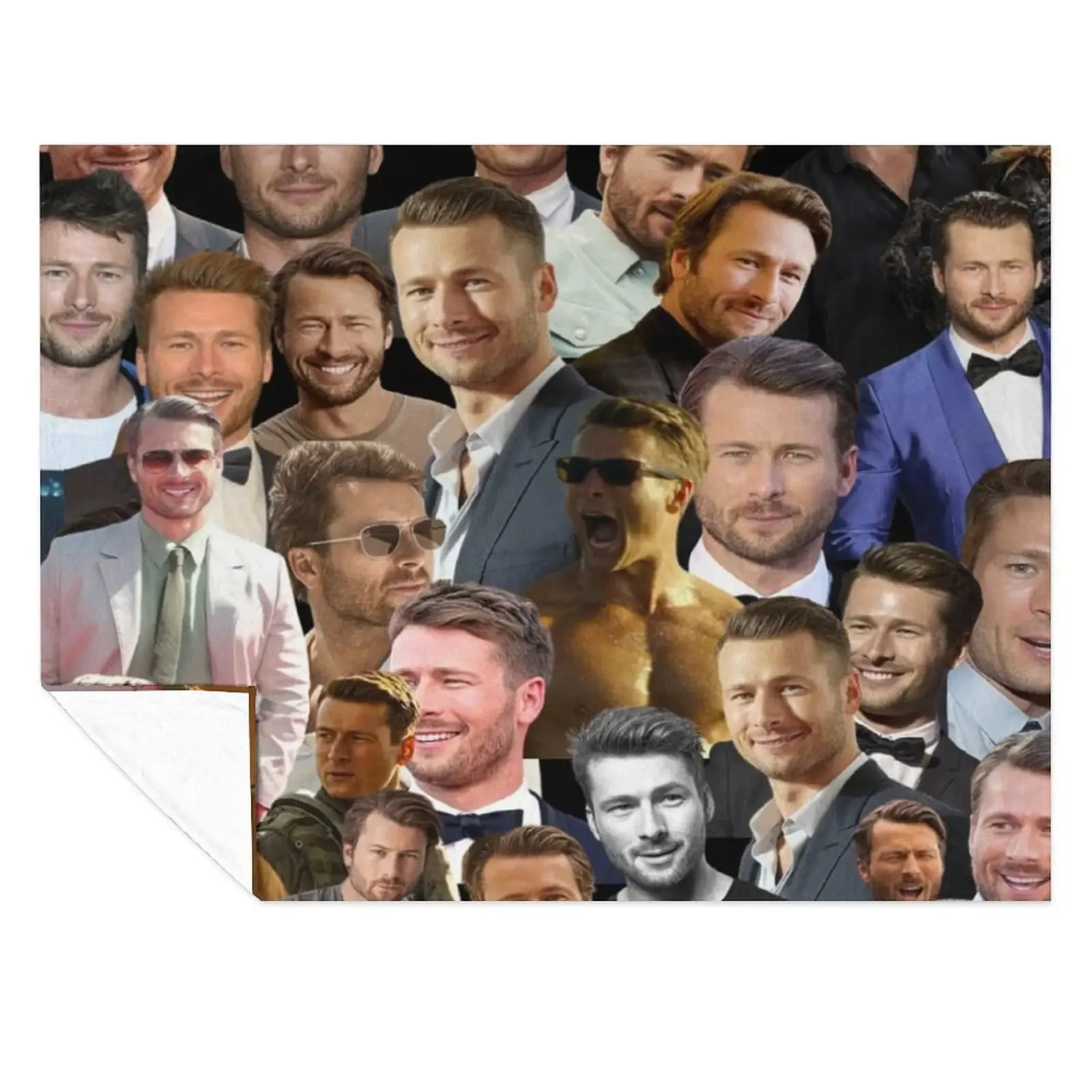 

glen powell photo collage Throw Blanket Nap Bed covers Kid'S Multi-Purpose Blankets