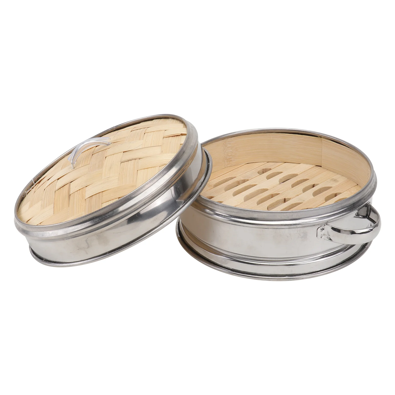 

Bamboo Steamer with Lid Double Eared Stainless Steel Basket for Buns Dim Sum Kitchen Supplies Cookware Steam Basket Rice Fish