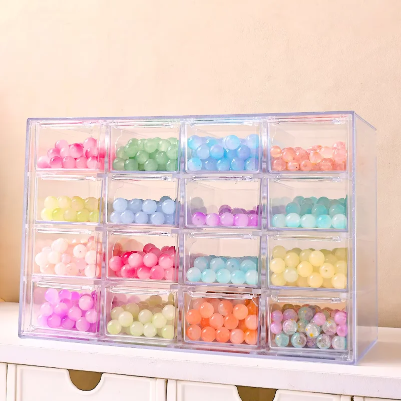 

1pc acrylic 16 grid drawer style acrylic bead storage box, large capacity stackable loose bead jewelry accessory organizer