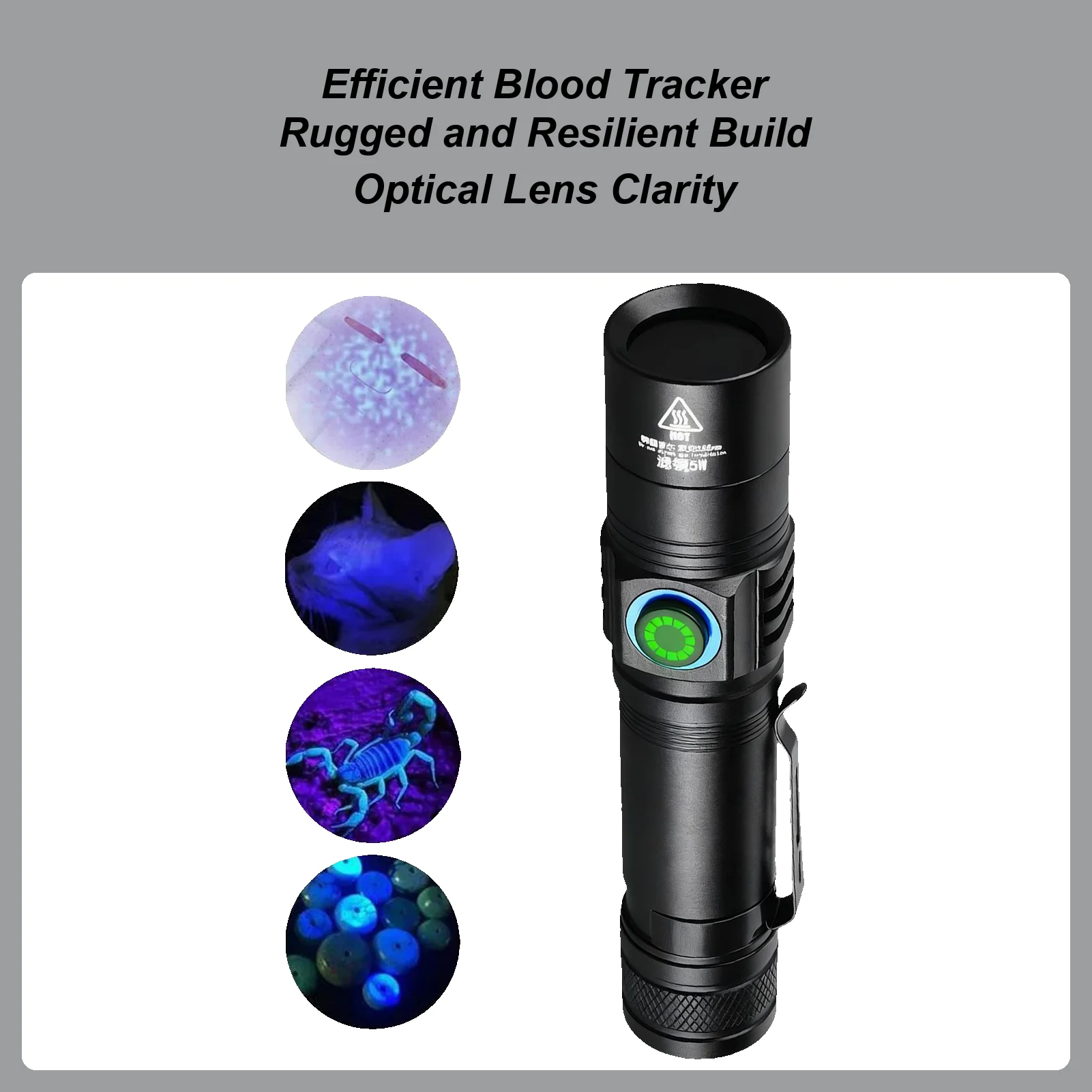 5W UV Flashlight 365nm Ultra Violets Blacklight UV Lamp Handheld UV Light for Urine Detection Cat Dog Blood Pee Germ Glow