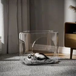 Ventilation Cat House Transparent Large Space Integrated Easy To Care for Plastic Multi-function Simple Cat House